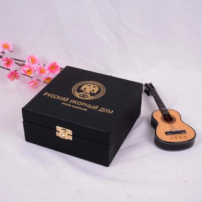 PU leer lege kaviaar verpakking cadeaubon met goudfolie waterdicht