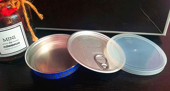Kaviaar Ring trek blik gemakkelijk open kaviaar blik in aluminium met plastic deksel 3,5 oz en 7 oz