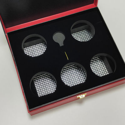 Hoge kwaliteit kaviaar geschenkdoos in PU-leer met logo in goudfolie voor 30g en 125g blik waterdicht