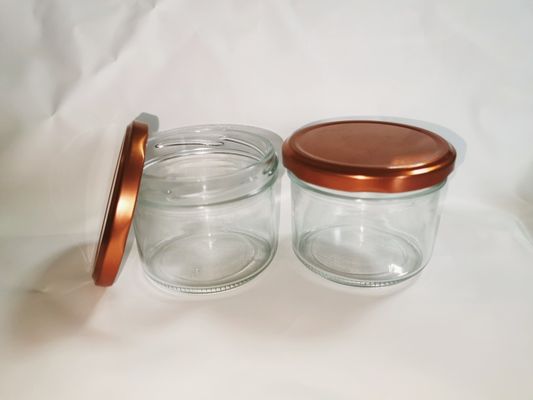 Hoge transparante food grade kaviaar glazen pot standaard 8OZ 240ml met metalen deksel