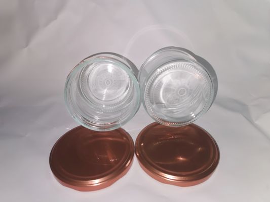 Hoge transparante food grade kaviaar glazen pot standaard 8OZ 240ml met metalen deksel