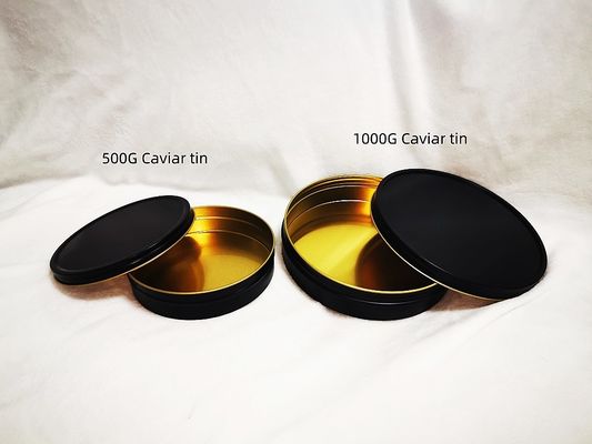 Vacuüm Leeg Kaviaar blik Food Grade Verpakking 1000 ml/g 1 kg met matzwart binnenin goud