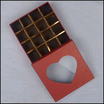 Kartonnen dozen met deksel, valentijnsdag chocolade doos met plastic raam.