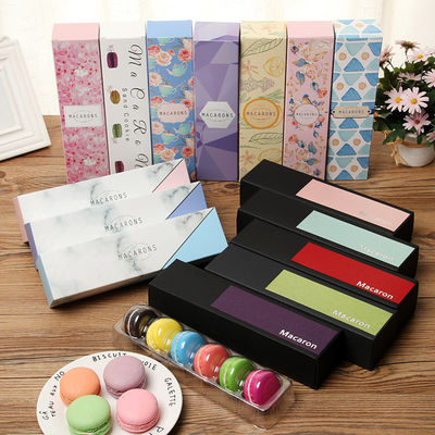 Kleurrijke macaron verpakking kartonnen laden, milieuvriendelijke voedselverpakking