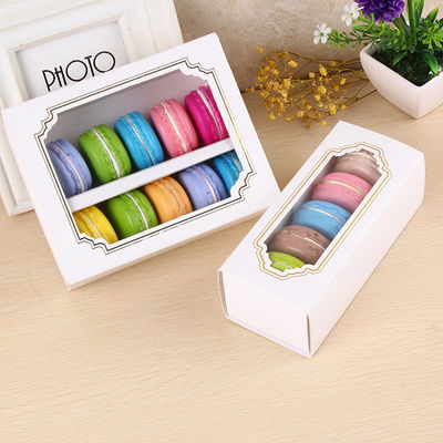 Gepersonaliseerde macaron verpakkingsdoos met helder raam 15,7 x 12,8 x 5,8 cm
