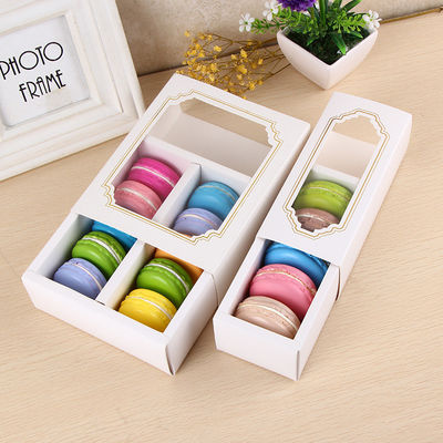 Gepersonaliseerde macaron verpakkingsdoos met helder raam 15,7 x 12,8 x 5,8 cm