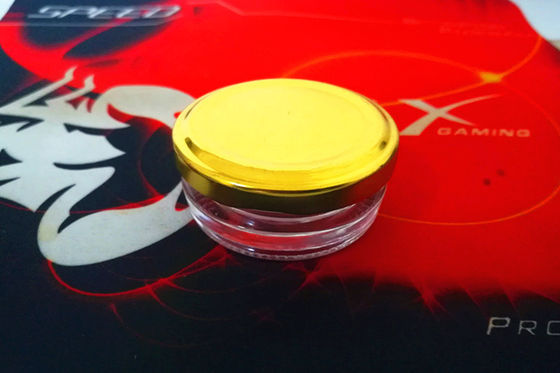 Groothandel hoge transparante 0,5 oz 15-20 gram glas kaviaar pot met metalen deksel in verschillende kleuren
