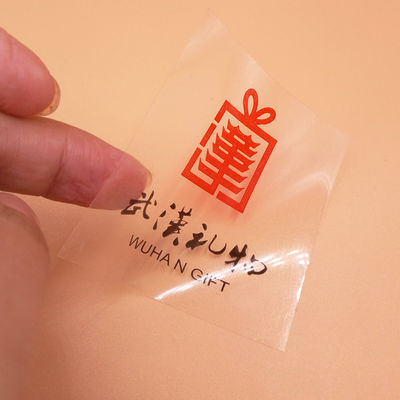 PVC transparante logo label stickers rechthoekig gevormd met gouden folie stempel
