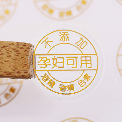 PVC transparante logo label stickers rechthoekig gevormd met gouden folie stempel