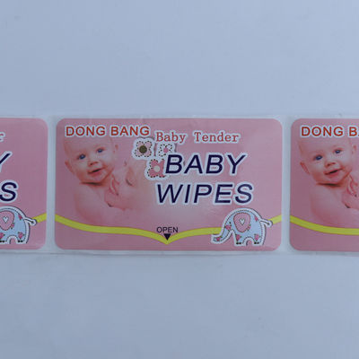 Waterdichte op maat gedrukte vinyl stickers zelfklevend voor babydoekjes