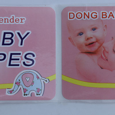 Waterdichte op maat gedrukte vinyl stickers zelfklevend voor babydoekjes