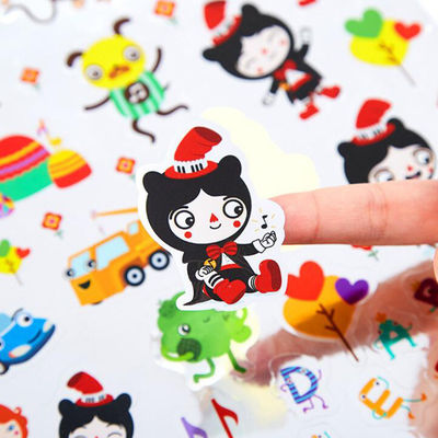 Kinderen Cartoon Sticker Label Die Cut Met Laser Silver Stamping