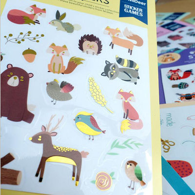 Kinderen Cartoon Sticker Label Die Cut Met Laser Silver Stamping