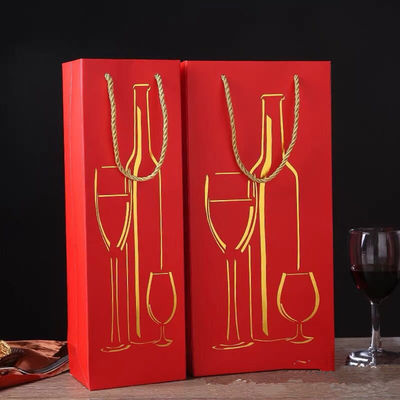 Gecoate papieren wijnfles geschenkzakken, vernis coating enkel wijnzak