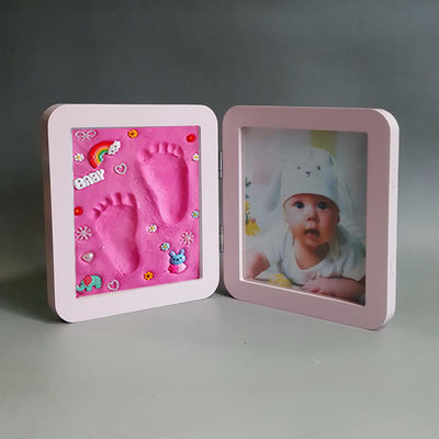 Houtmateriaal Gepersonaliseerd fotoraam 12 Maand Baby Handprint And Footprint Kit