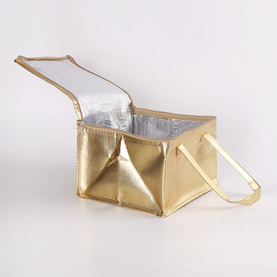 Op maat gedrukte gouden zachte kant geïsoleerde koeler zak voor buiten deur picknick