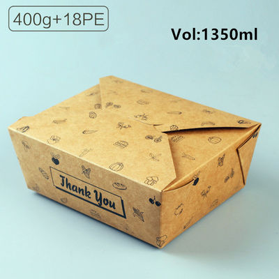 Eenmalige takeaway handwerk papier lunch food box papier maaltijd box standaard