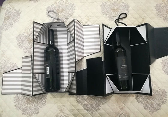 Luxe vouwbaar kartonnen doos met magnetisch sluitend verpakking wijnfles handgemaakt