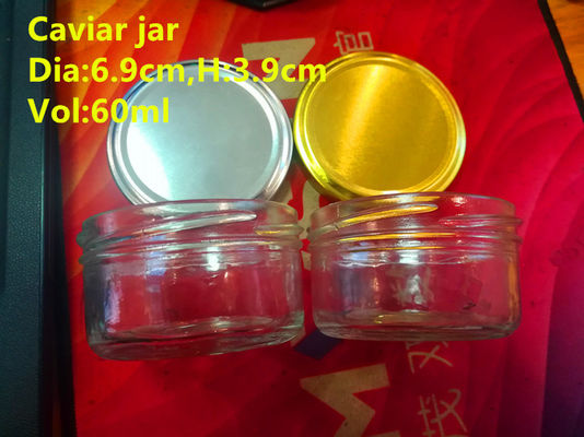 High Transparent Glas Kaviaar Verpakking Jar 1 oz 50-60 gram FDA goedgekeurd