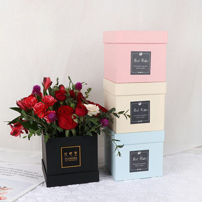 Echte Rose Rigid Paper Gift Box Ronde en Vierkante Bloemendoos Met Ribbon
