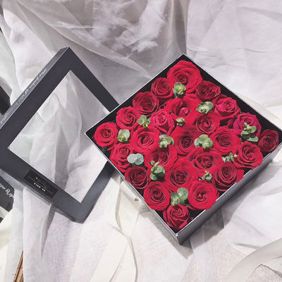 Echte Rose Rigid Paper Gift Box Ronde en Vierkante Bloemendoos Met Ribbon