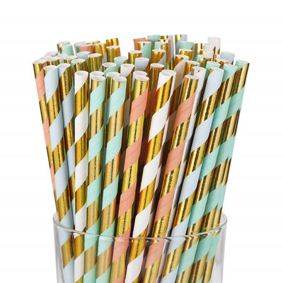 Goudfolie Jumbo papier rietjes, milieuvriendelijke papier rietjes voor restaurants