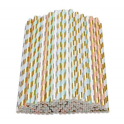 Goudfolie Jumbo papier rietjes, milieuvriendelijke papier rietjes voor restaurants