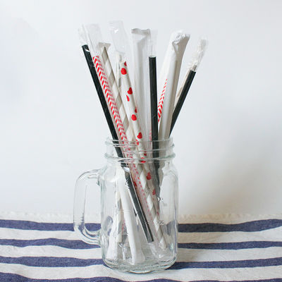 Individuele verpakking Biologisch afbreekbare paper straws, Paper Bubble Tea Straws