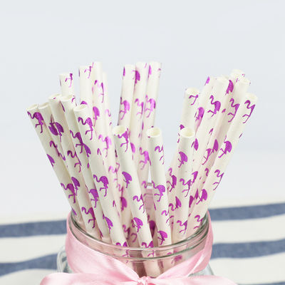 Flamingo patroon goud biologisch afbreekbare papier rieten, wegwerp papier lepel rieten