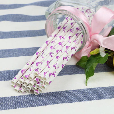 Flamingo patroon goud biologisch afbreekbare papier rieten, wegwerp papier lepel rieten