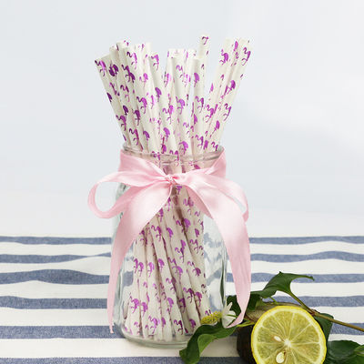 Flamingo patroon goud biologisch afbreekbare papier rieten, wegwerp papier lepel rieten