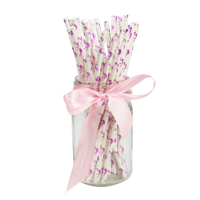 Flamingo patroon goud biologisch afbreekbare papier rieten, wegwerp papier lepel rieten