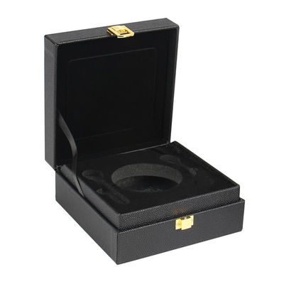 Verpakking van kaviaar in PU-leer Geschenkdoos met goudfolie