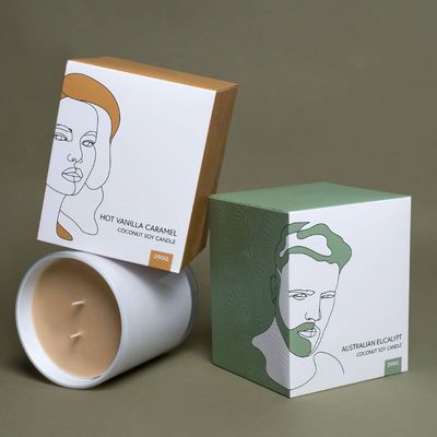 Goud zilveren folie embossing up kartonnen kaars doos 4c Printing